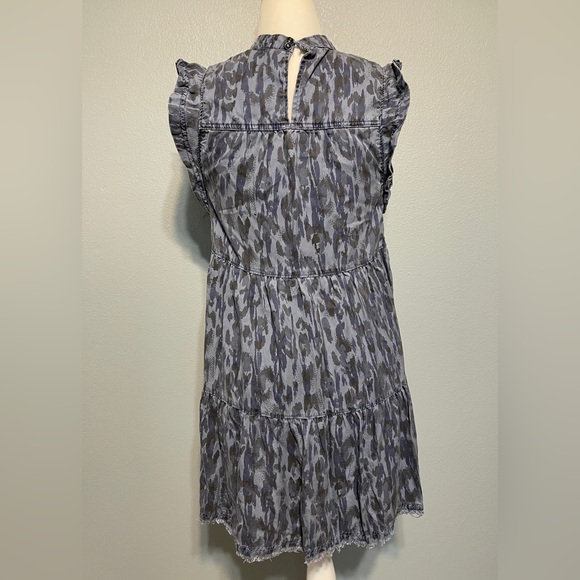 Anthropologie Blue Paisley Tiered Ruffle Dress Boho Cottagecore Romantic Medium - Picture 5 of 11